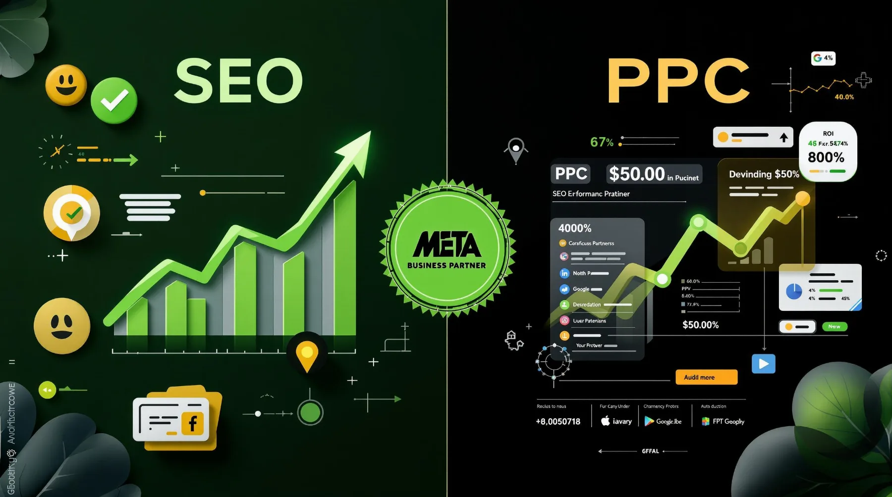 SEO vs Google Ads comparison showing organic search and paid advertising for business growth in 2026